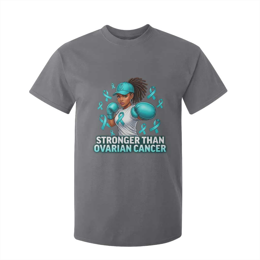 Black Women Fight Ovarian Cancer Awareness T Shirt For Kid African American Teal Ribbon Support