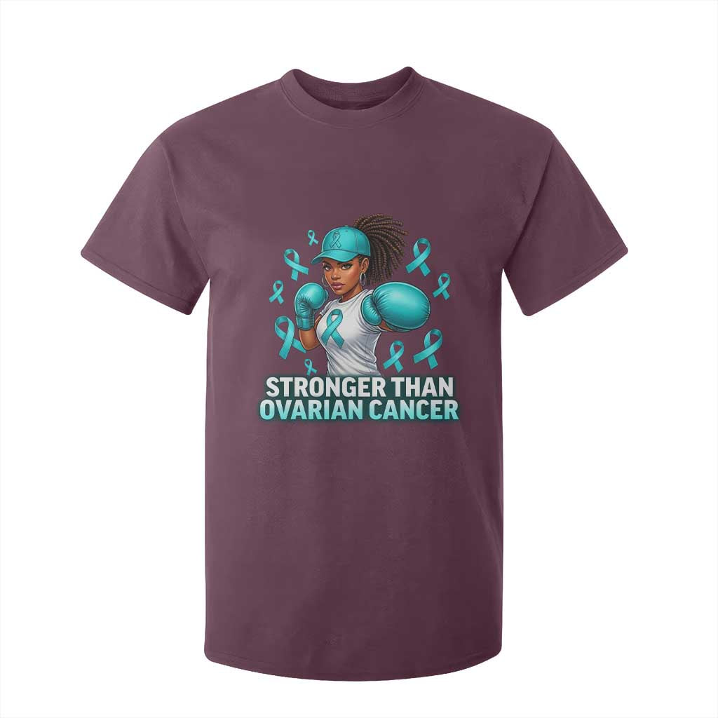 Black Women Fight Ovarian Cancer Awareness T Shirt For Kid African American Teal Ribbon Support