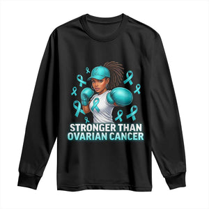 Black Women Fight Ovarian Cancer Awareness Long Sleeve Shirt African American Teal Ribbon Support