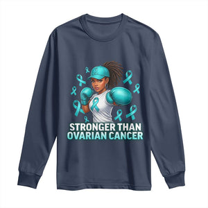 Black Women Fight Ovarian Cancer Awareness Long Sleeve Shirt African American Teal Ribbon Support
