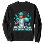 Black Women Fight Ovarian Cancer Awareness Sweatshirt African American Teal Ribbon Support