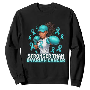 Black Women Fight Ovarian Cancer Awareness Sweatshirt African American Teal Ribbon Support