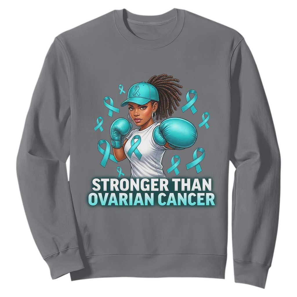 Black Women Fight Ovarian Cancer Awareness Sweatshirt African American Teal Ribbon Support