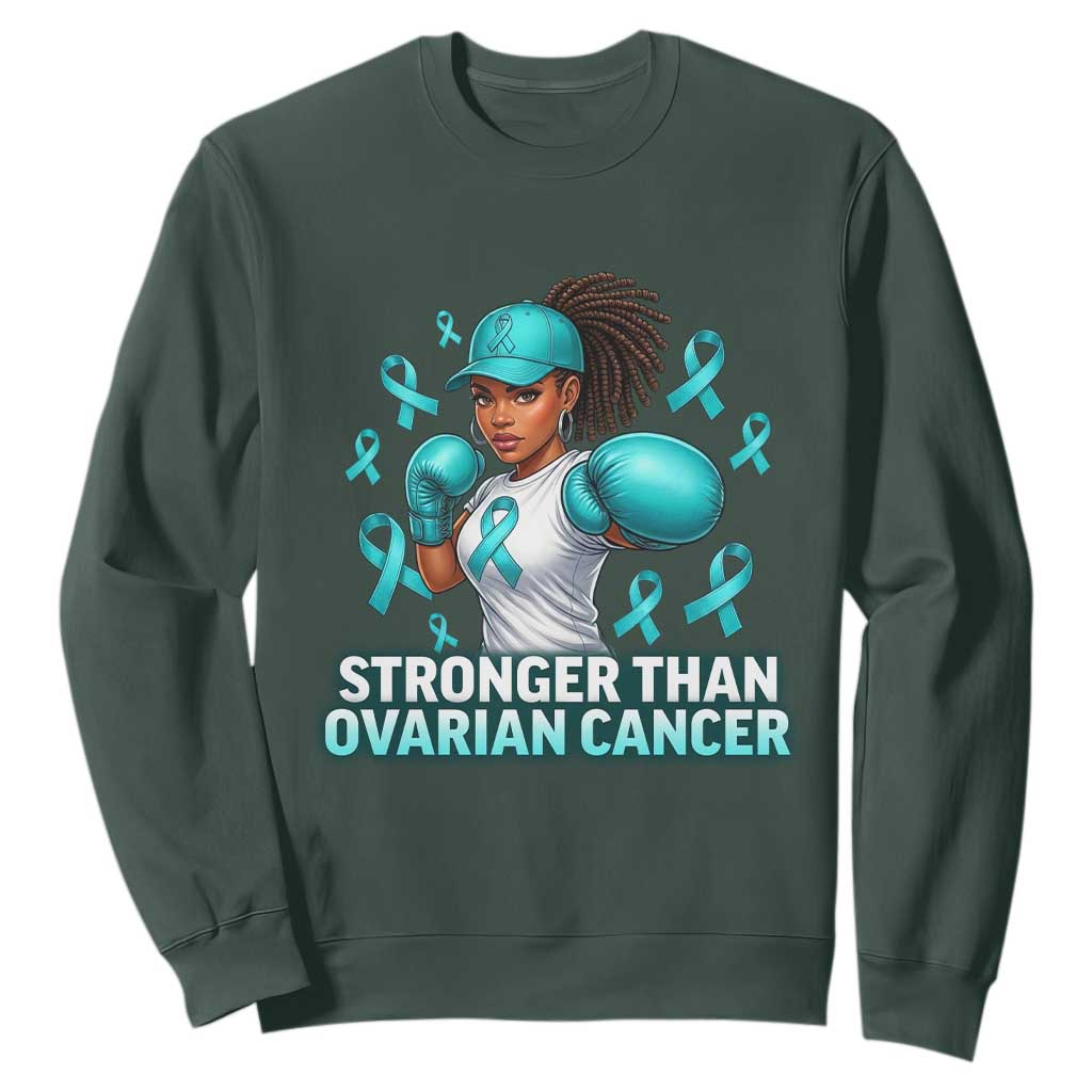 Black Women Fight Ovarian Cancer Awareness Sweatshirt African American Teal Ribbon Support
