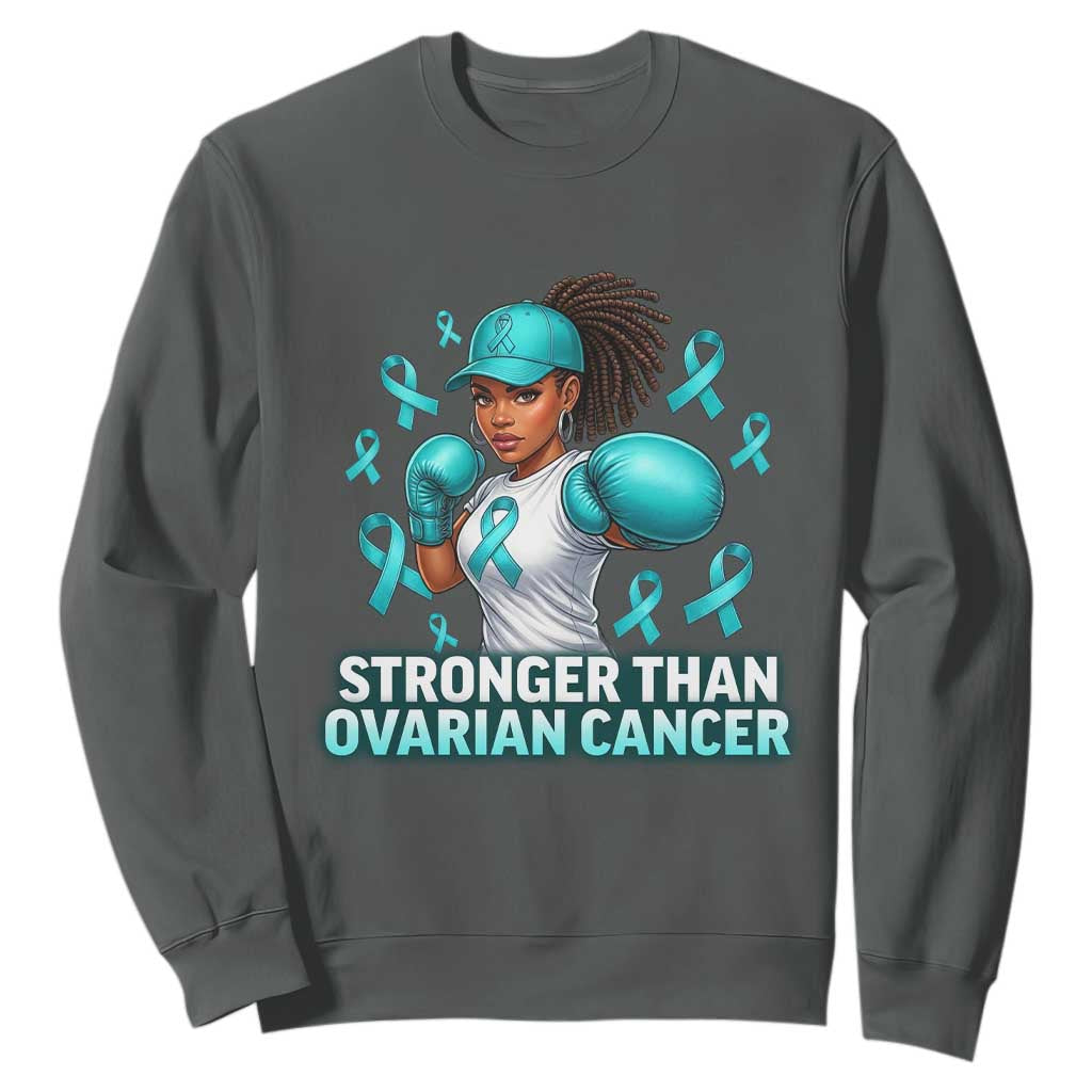 Black Women Fight Ovarian Cancer Awareness Sweatshirt African American Teal Ribbon Support
