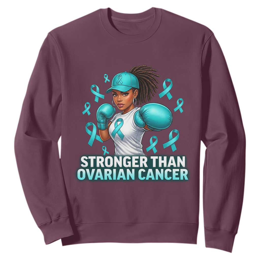 Black Women Fight Ovarian Cancer Awareness Sweatshirt African American Teal Ribbon Support