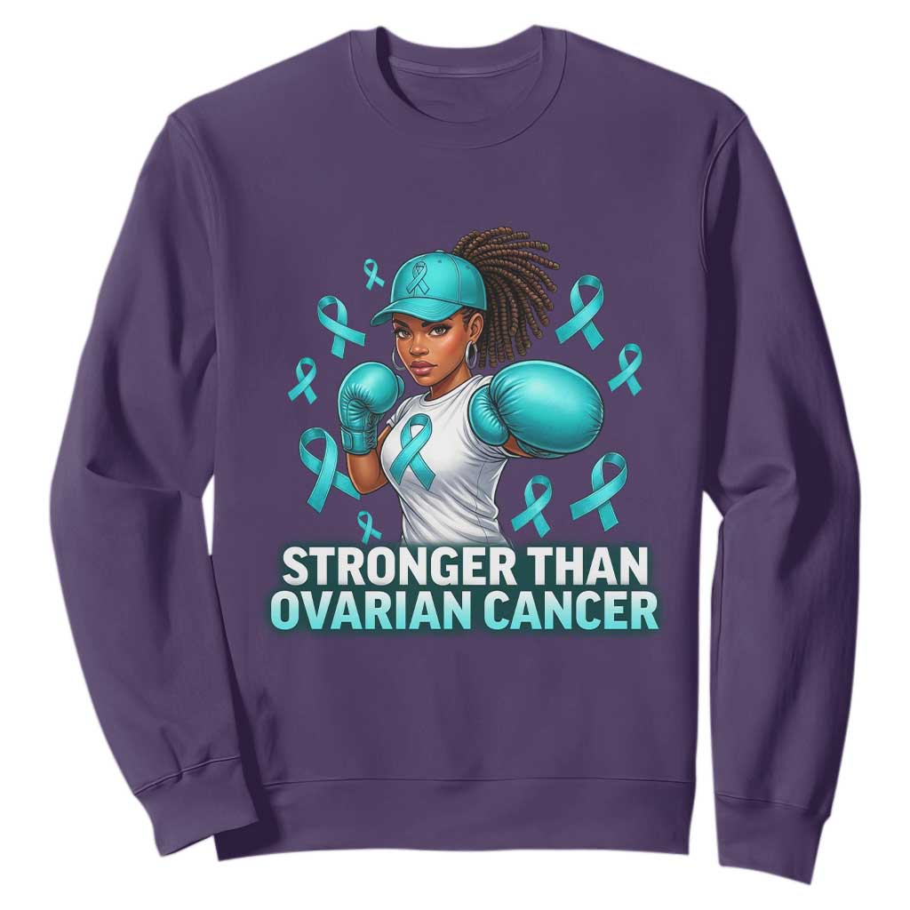Black Women Fight Ovarian Cancer Awareness Sweatshirt African American Teal Ribbon Support