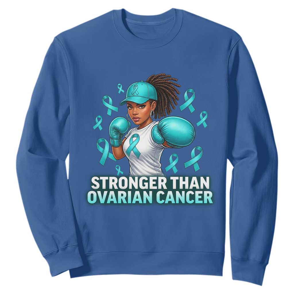Black Women Fight Ovarian Cancer Awareness Sweatshirt African American Teal Ribbon Support