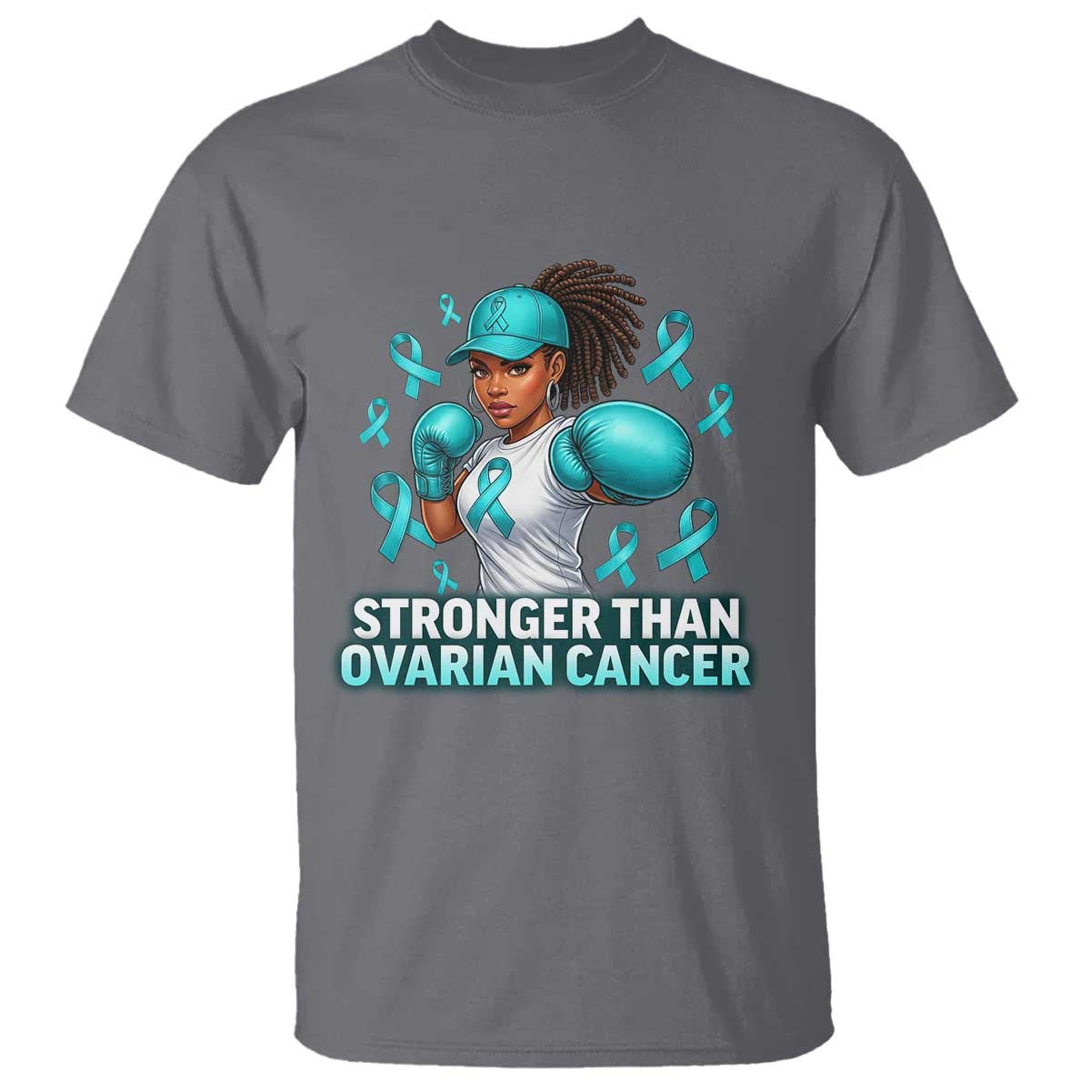 Black Women Fight Ovarian Cancer Awareness T Shirt African American Teal Ribbon Support