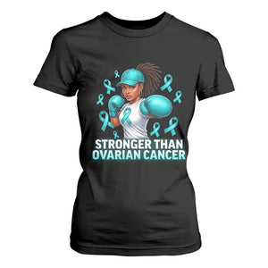 Black Women Fight Ovarian Cancer Awareness T Shirt For Women African American Teal Ribbon Support