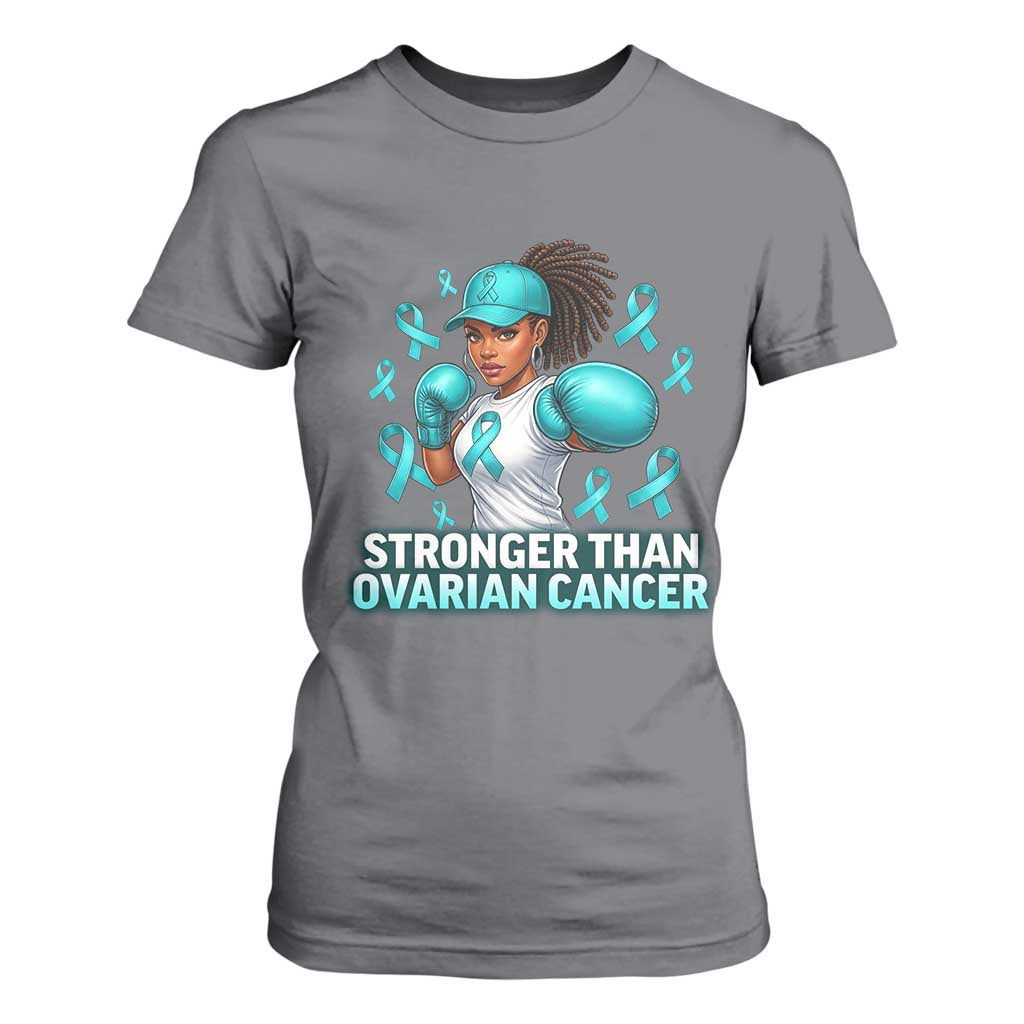Black Women Fight Ovarian Cancer Awareness T Shirt For Women African American Teal Ribbon Support