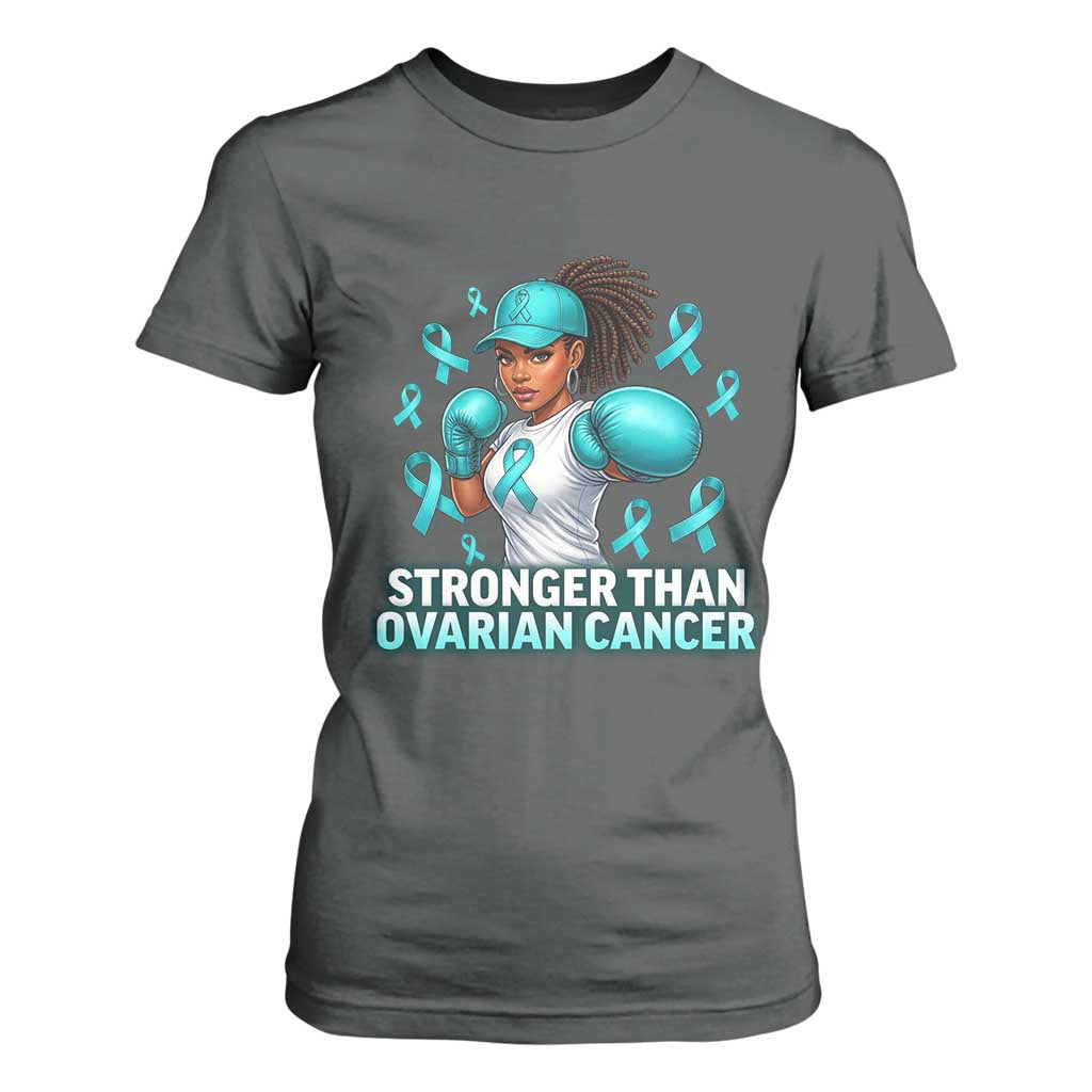 Black Women Fight Ovarian Cancer Awareness T Shirt For Women African American Teal Ribbon Support