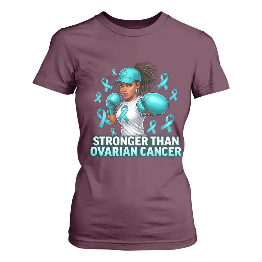 Black Women Fight Ovarian Cancer Awareness T Shirt For Women African American Teal Ribbon Support