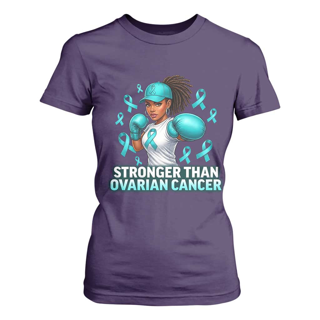 Black Women Fight Ovarian Cancer Awareness T Shirt For Women African American Teal Ribbon Support