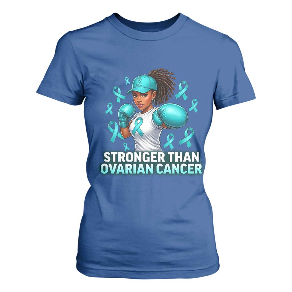 Black Women Fight Ovarian Cancer Awareness T Shirt For Women African American Teal Ribbon Support