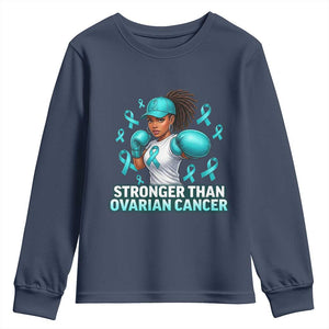 Black Women Fight Ovarian Cancer Awareness Youth Sweatshirt African American Teal Ribbon Support