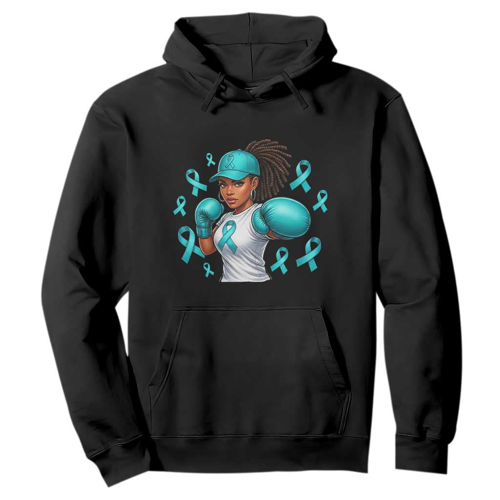 Black Women Fight Sexual Assault Awareness Hoodie African American Teal Ribbon Support