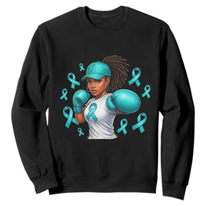 Black Women Fight Sexual Assault Awareness Sweatshirt African American Teal Ribbon Support
