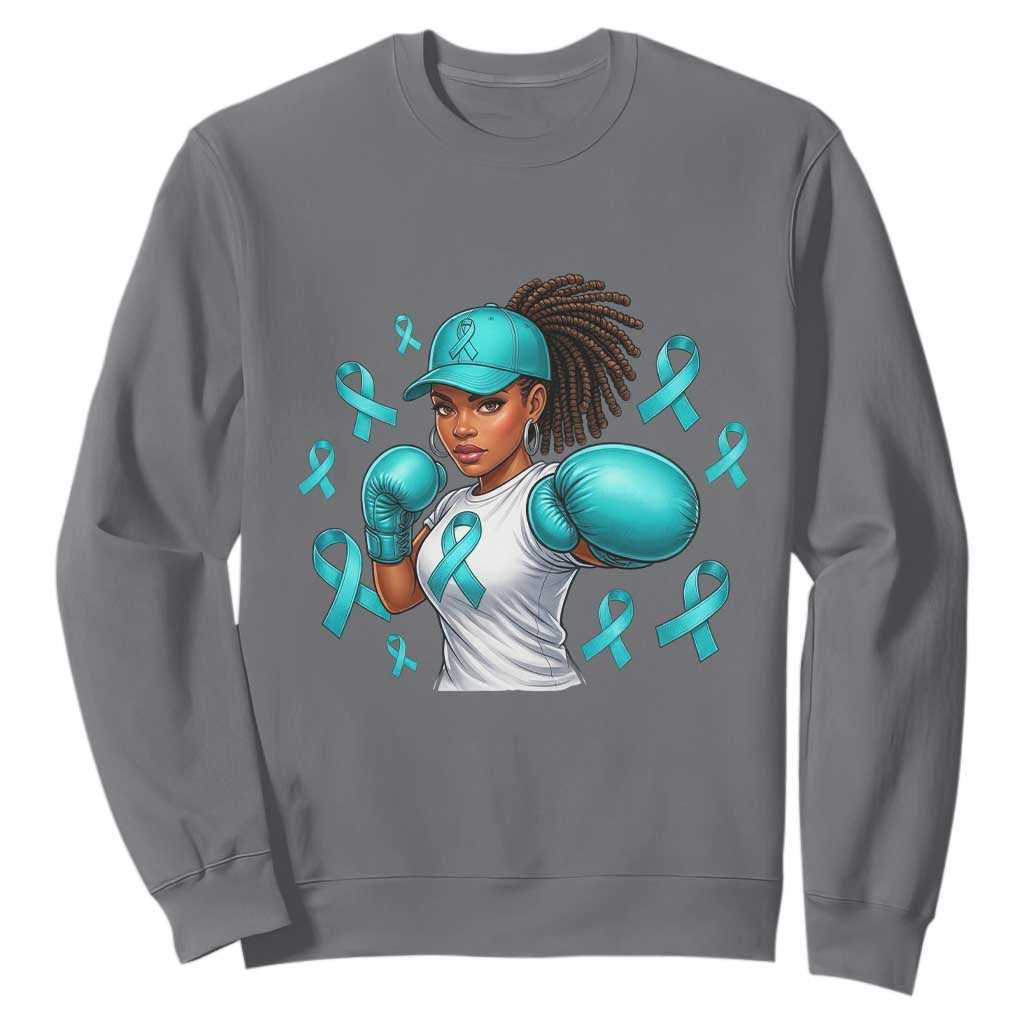 Black Women Fight Sexual Assault Awareness Sweatshirt African American Teal Ribbon Support