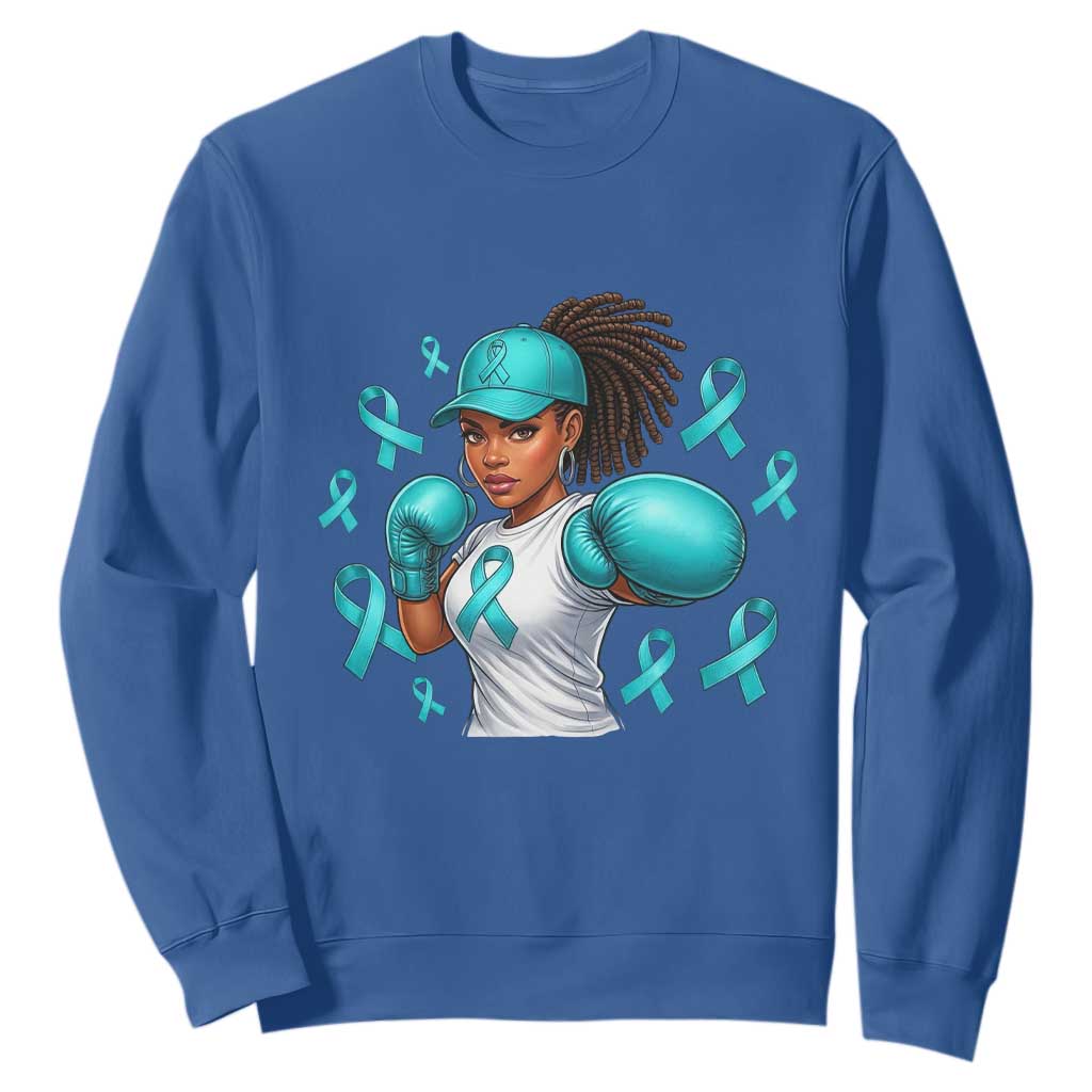Black Women Fight Sexual Assault Awareness Sweatshirt African American Teal Ribbon Support