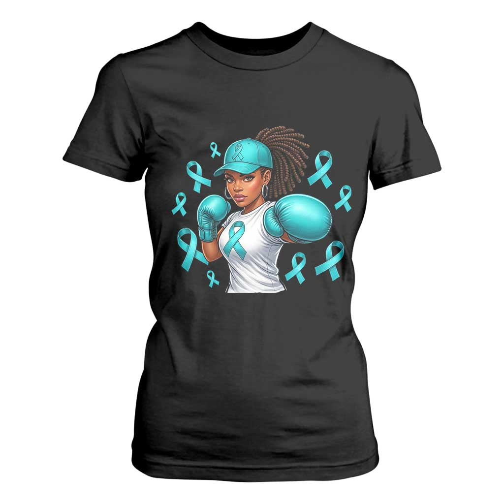 Black Women Fight Sexual Assault Awareness T Shirt For Women African American Teal Ribbon Support