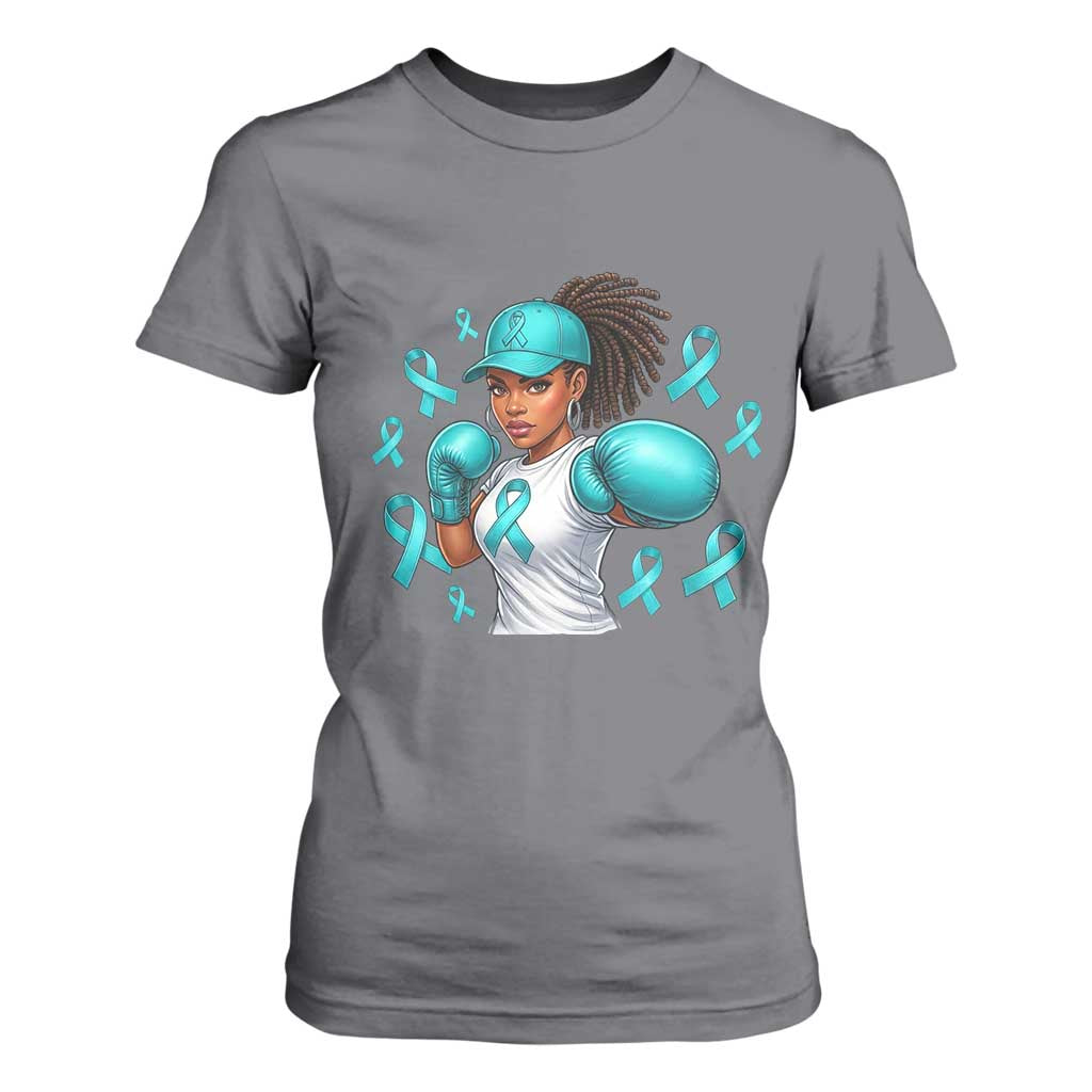 Black Women Fight Sexual Assault Awareness T Shirt For Women African American Teal Ribbon Support