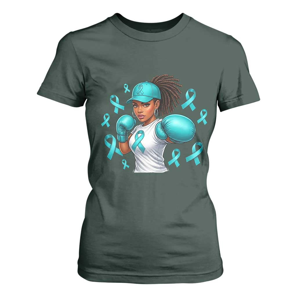 Black Women Fight Sexual Assault Awareness T Shirt For Women African American Teal Ribbon Support