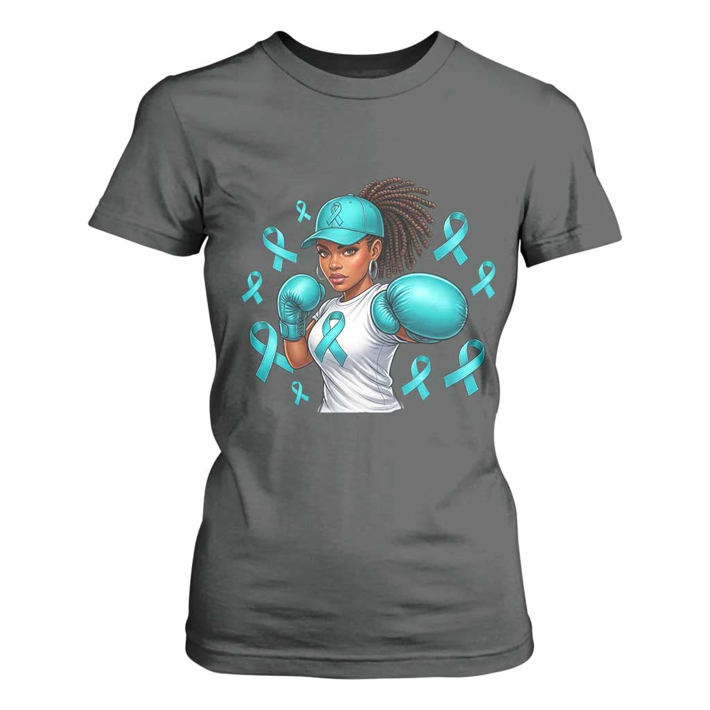 Black Women Fight Sexual Assault Awareness T Shirt For Women African American Teal Ribbon Support