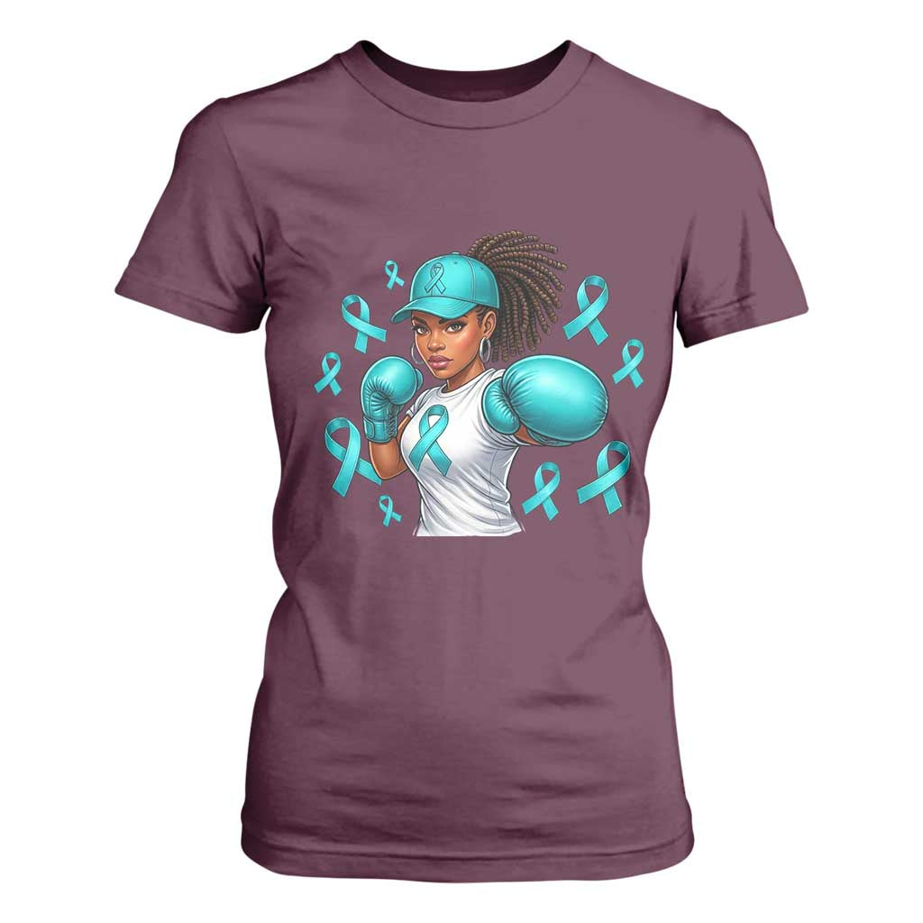 Black Women Fight Sexual Assault Awareness T Shirt For Women African American Teal Ribbon Support