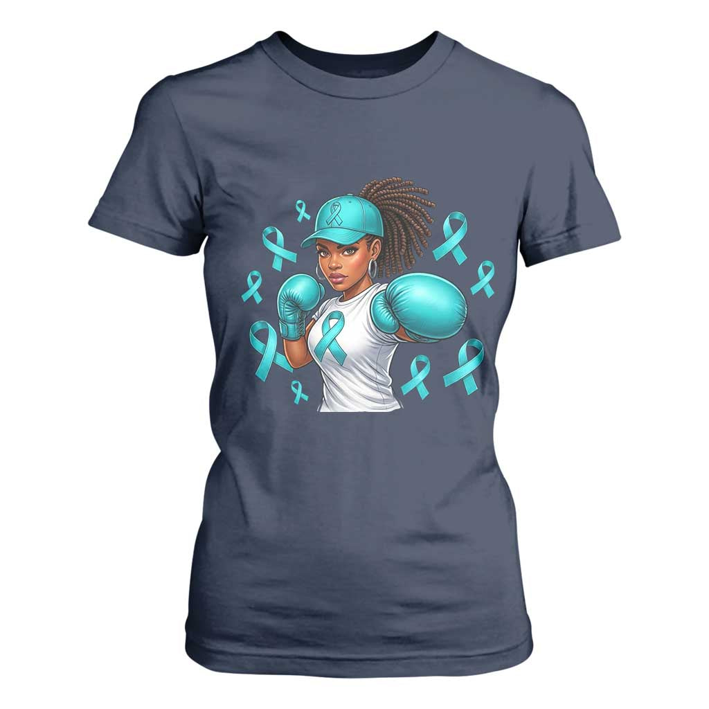 Black Women Fight Sexual Assault Awareness T Shirt For Women African American Teal Ribbon Support