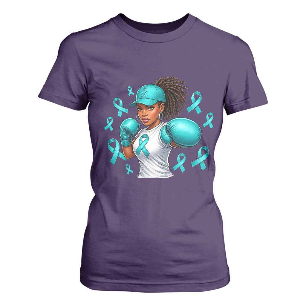 Black Women Fight Sexual Assault Awareness T Shirt For Women African American Teal Ribbon Support