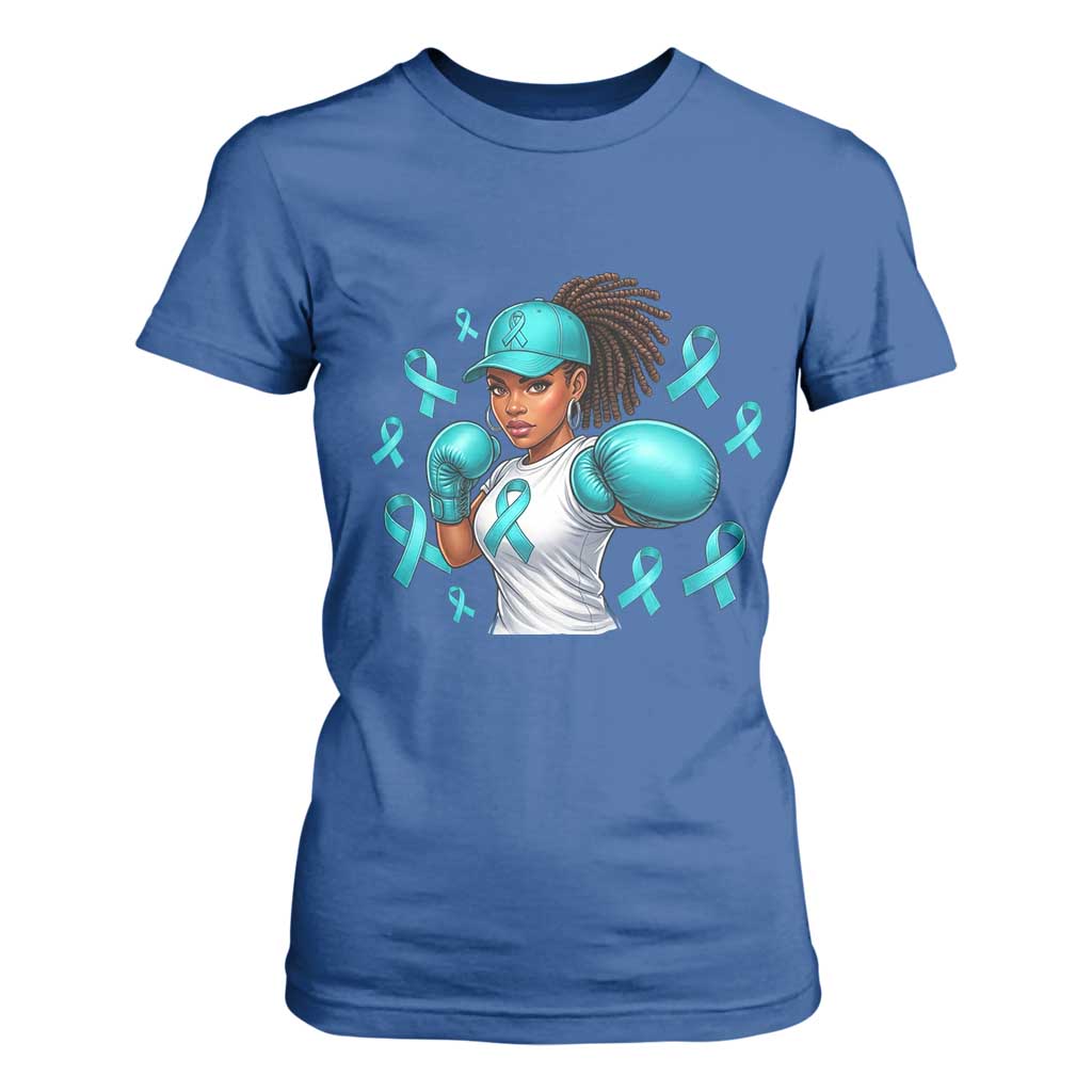Black Women Fight Sexual Assault Awareness T Shirt For Women African American Teal Ribbon Support