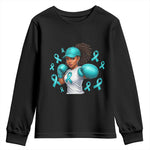 Black Women Fight Sexual Assault Awareness Youth Sweatshirt African American Teal Ribbon Support