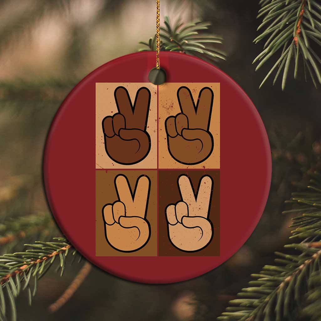Peace Sign Equality for All Christmas Ornament Peace Out V Fingers Hand Equal Rights - African Pride