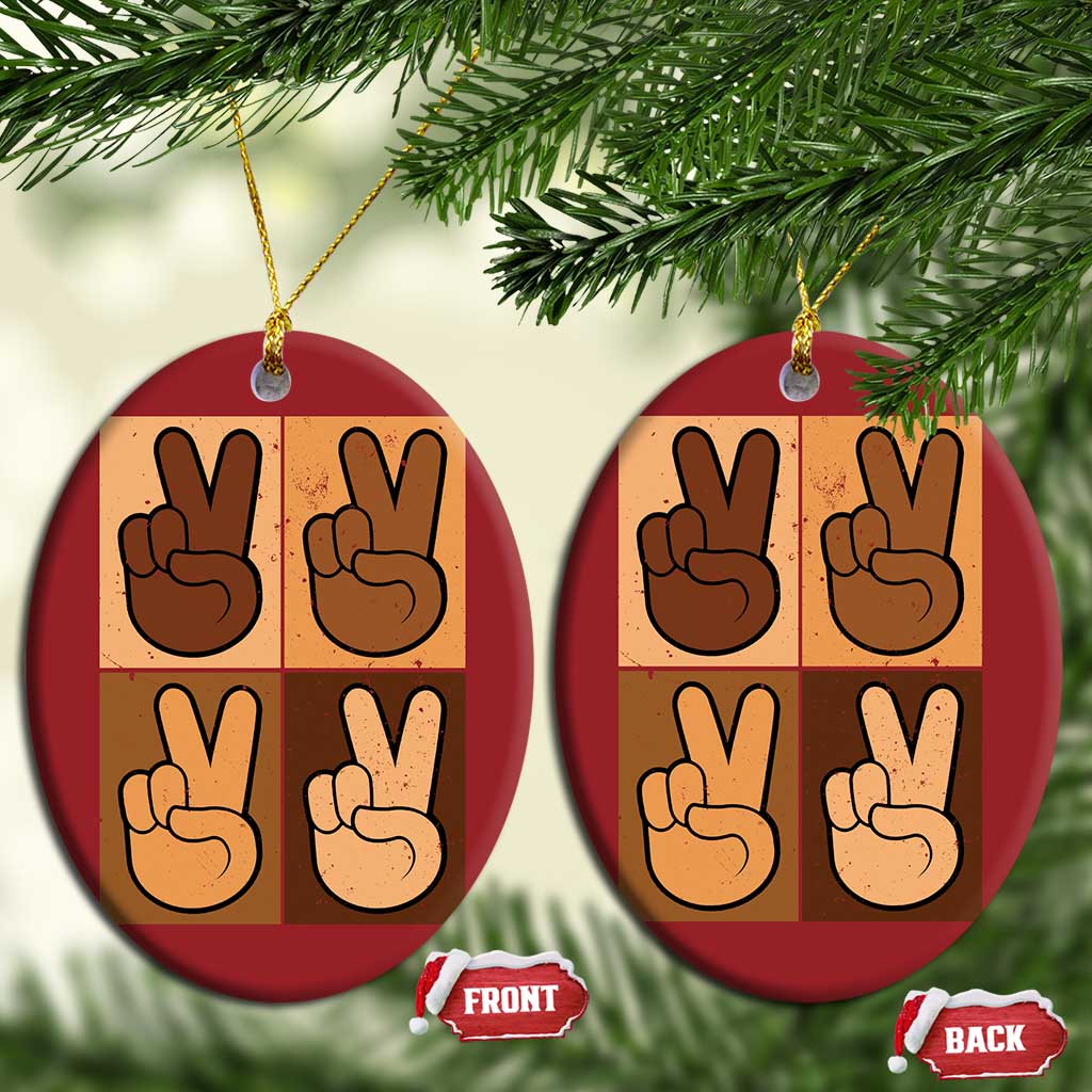 Peace Sign Equality for All Christmas Ornament Peace Out V Fingers Hand Equal Rights - African Pride