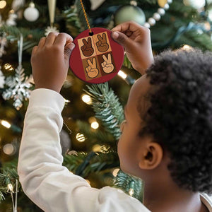 Peace Sign Equality for All Christmas Ornament Peace Out V Fingers Hand Equal Rights - African Pride