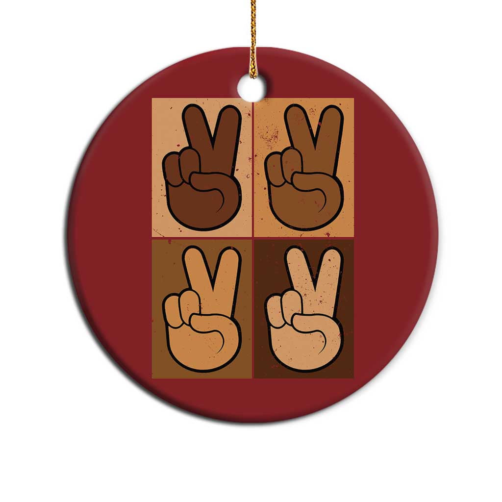 Peace Sign Equality for All Christmas Ornament Peace Out V Fingers Hand Equal Rights - African Pride