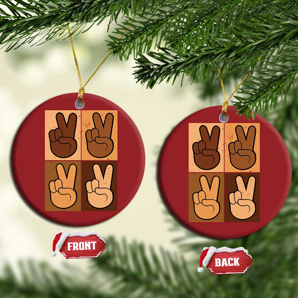 Peace Sign Equality for All Christmas Ornament Peace Out V Fingers Hand Equal Rights - African Pride