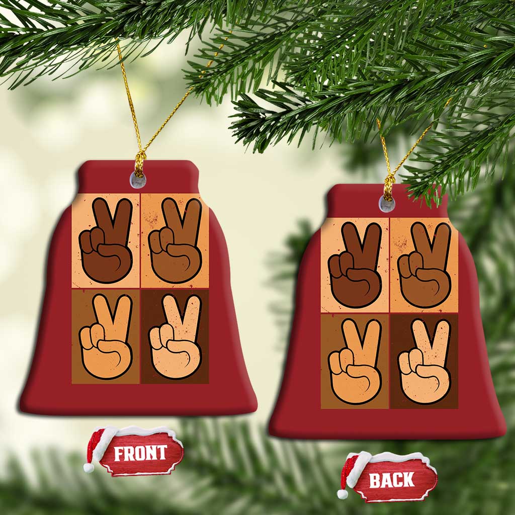 Peace Sign Equality for All Christmas Ornament Peace Out V Fingers Hand Equal Rights - African Pride