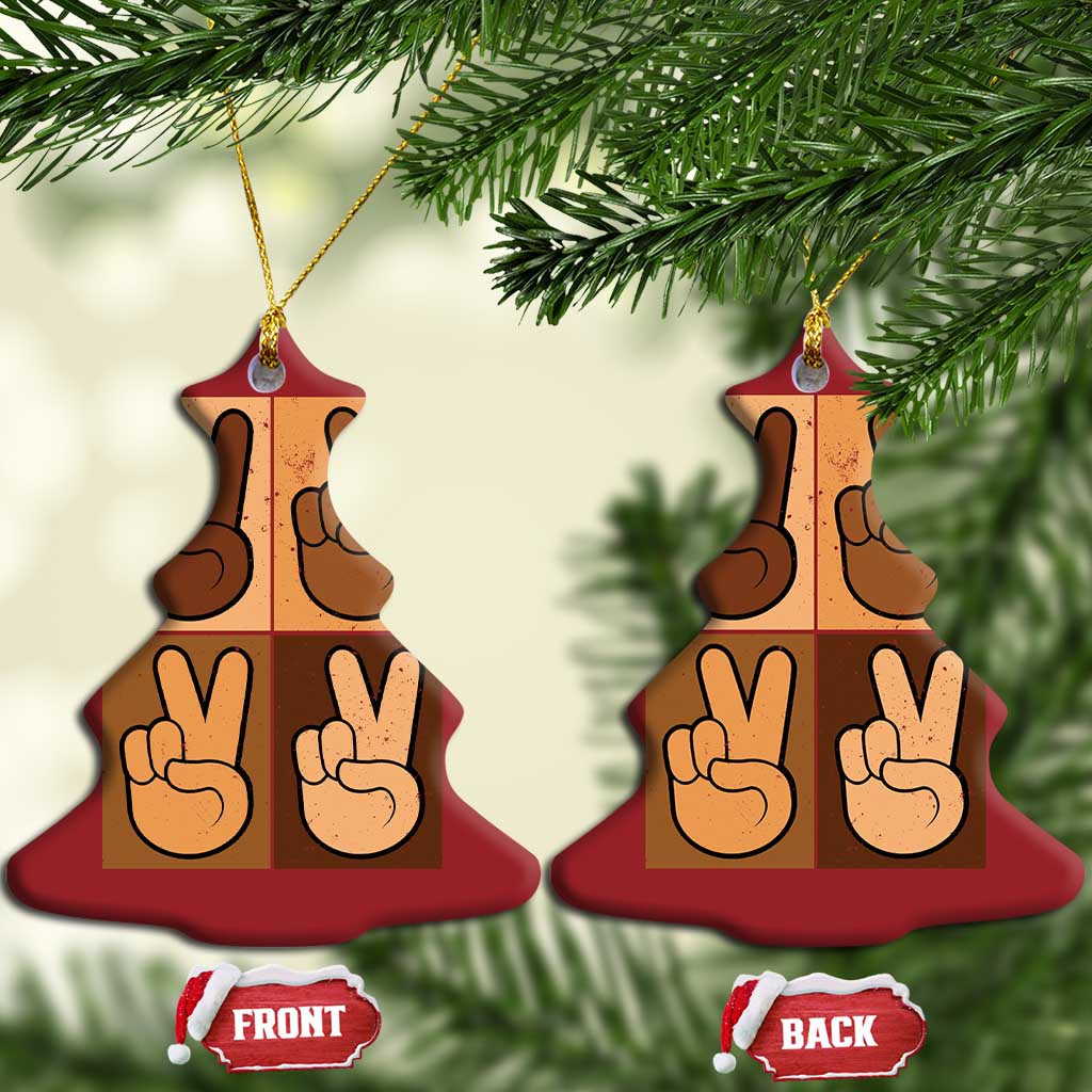 Peace Sign Equality for All Christmas Ornament Peace Out V Fingers Hand Equal Rights - African Pride