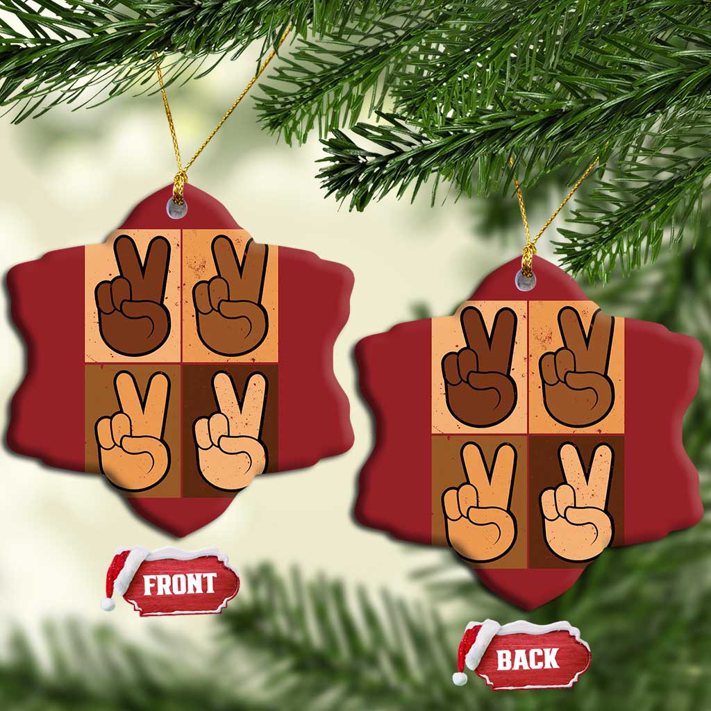 Peace Sign Equality for All Christmas Ornament Peace Out V Fingers Hand Equal Rights - African Pride