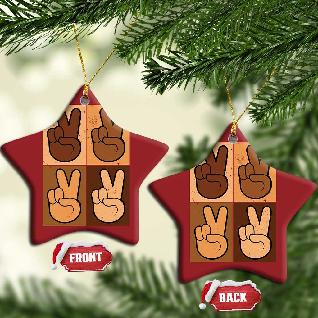 Peace Sign Equality for All Christmas Ornament Peace Out V Fingers Hand Equal Rights - African Pride