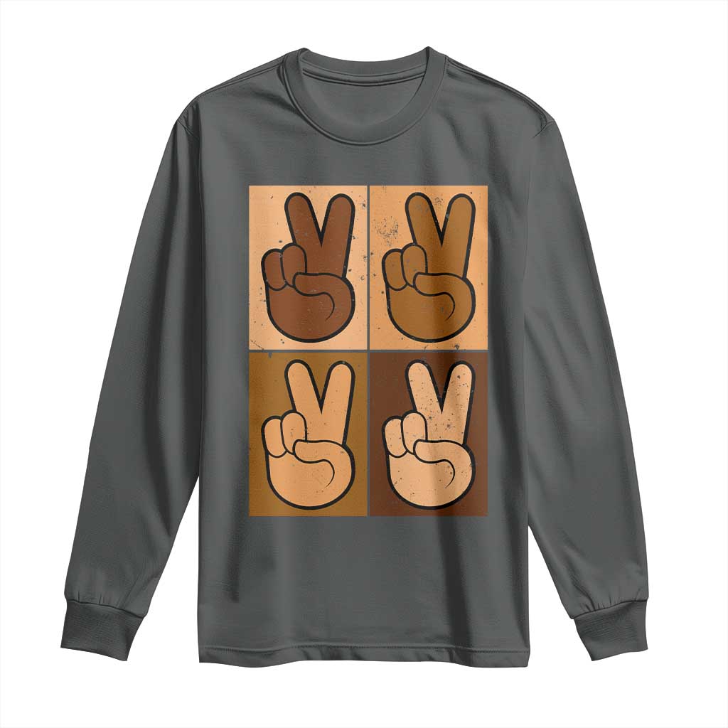 Peace Sign Equality for All Long Sleeve Shirt Peace Out V Fingers Hand Equal Rights - African Pride
