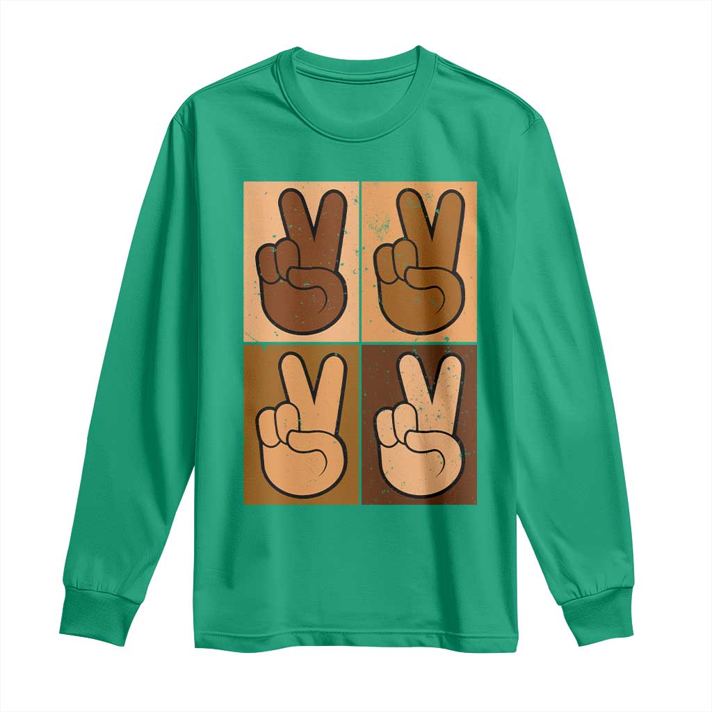 Peace Sign Equality for All Long Sleeve Shirt Peace Out V Fingers Hand Equal Rights - African Pride