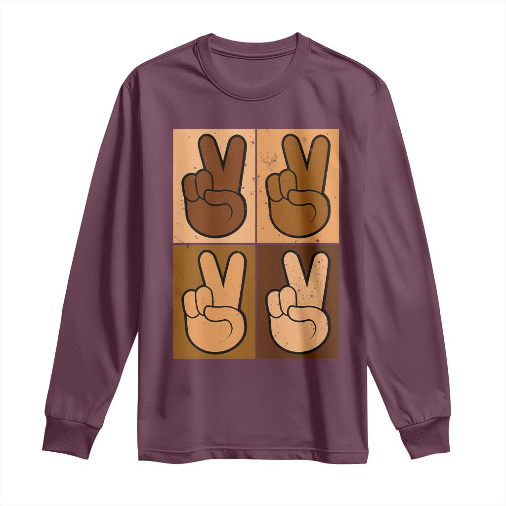 Peace Sign Equality for All Long Sleeve Shirt Peace Out V Fingers Hand Equal Rights - African Pride
