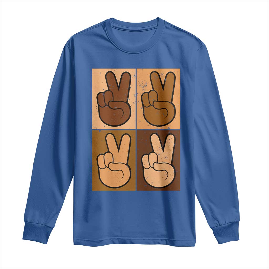 Peace Sign Equality for All Long Sleeve Shirt Peace Out V Fingers Hand Equal Rights - African Pride
