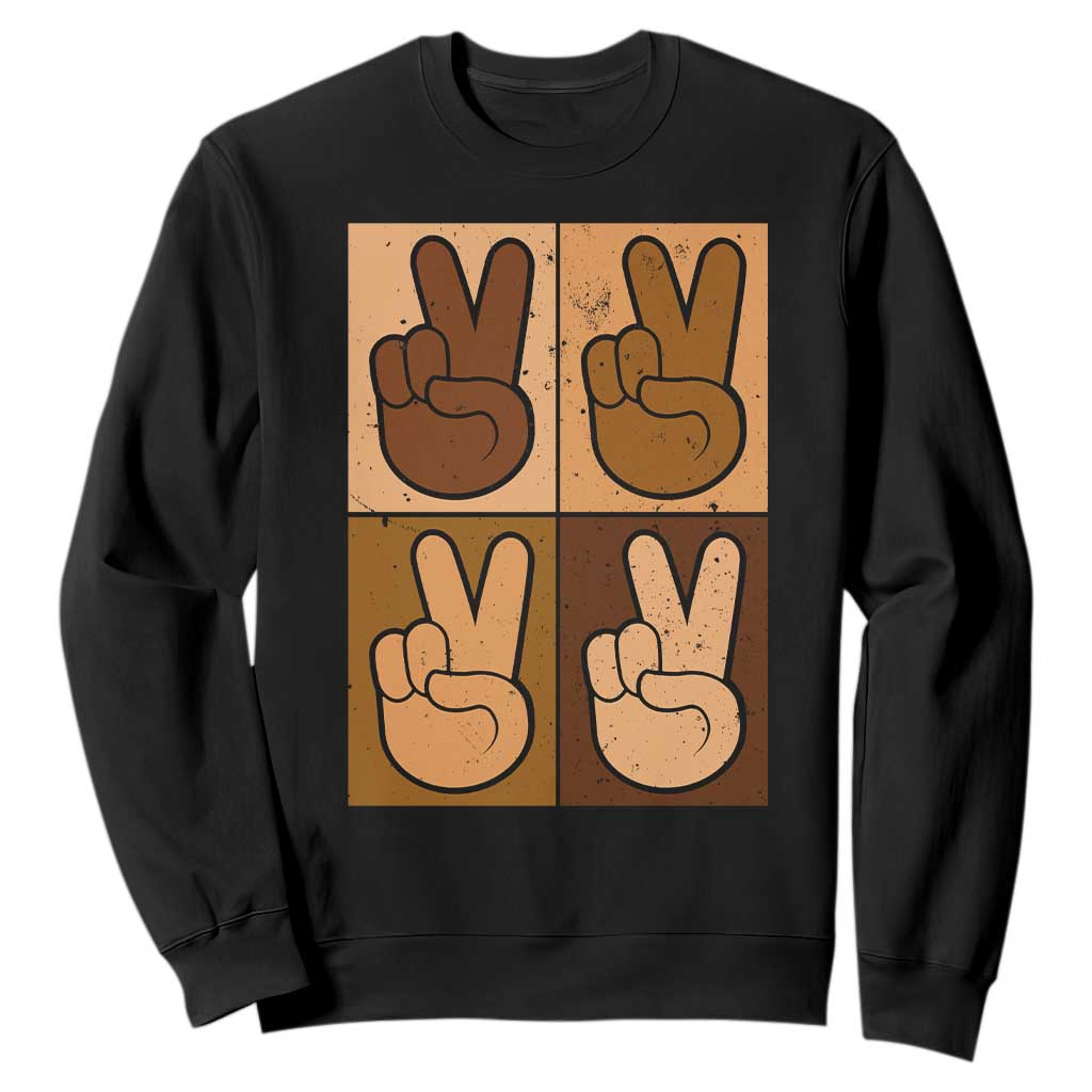 Peace Sign Equality for All Sweatshirt Peace Out V Fingers Hand Equal Rights - African Pride