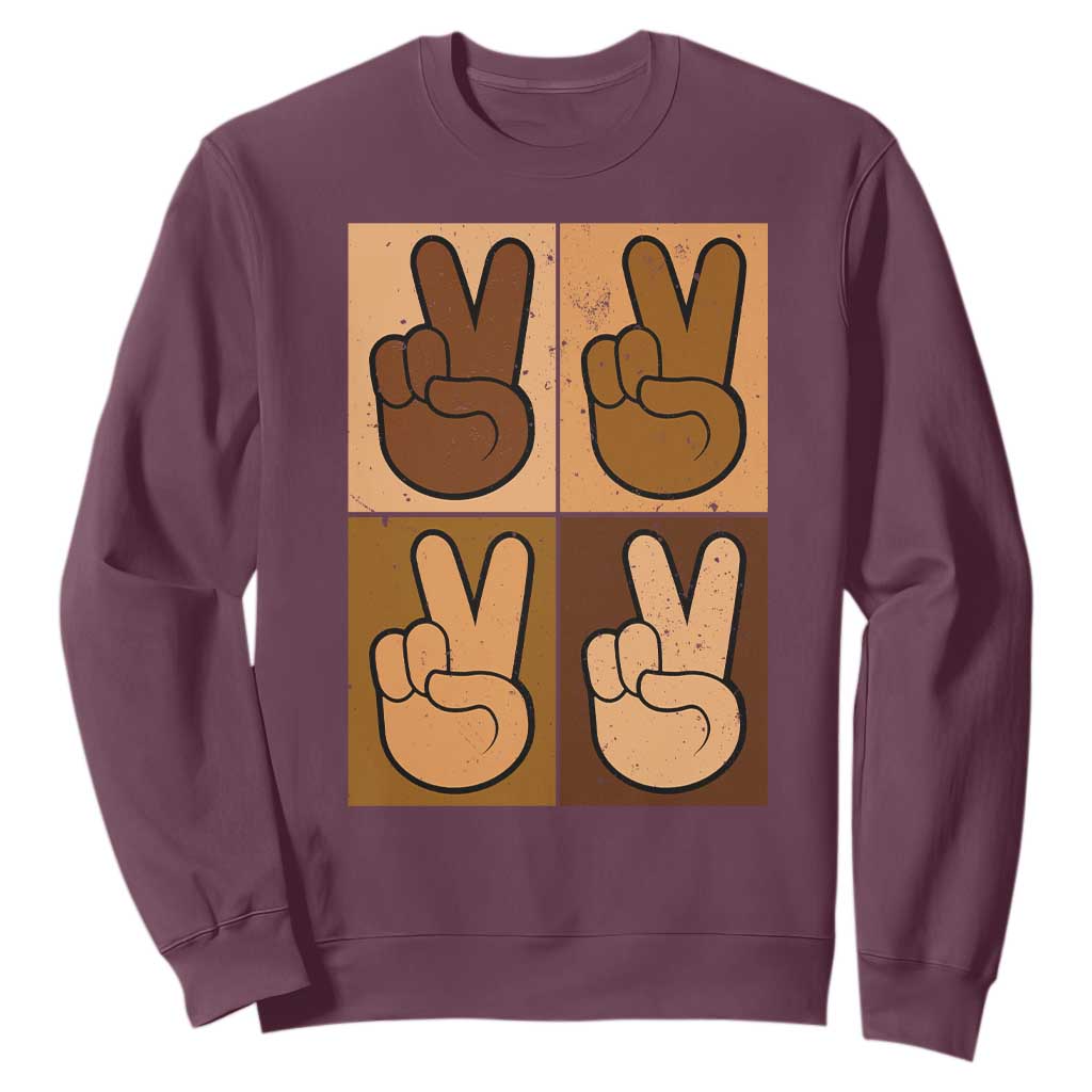 Peace Sign Equality for All Sweatshirt Peace Out V Fingers Hand Equal Rights - African Pride