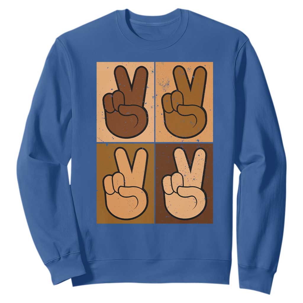 Peace Sign Equality for All Sweatshirt Peace Out V Fingers Hand Equal Rights - African Pride