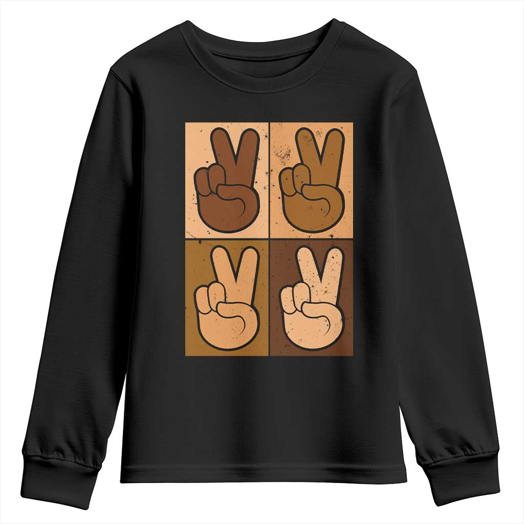 Peace Sign Equality for All Youth Sweatshirt Peace Out V Fingers Hand Equal Rights - African Pride